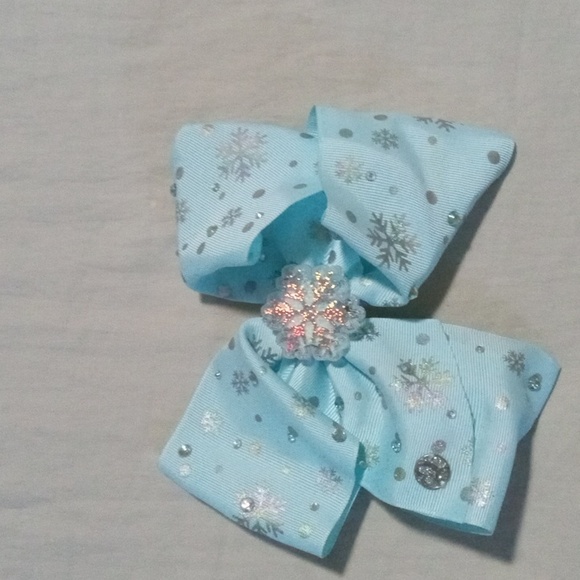 Winter/Snowflake big blue/ teal bow. - Picture 1 of 4